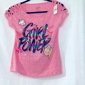 Jo Jo Siwa NWT size 12 pink girls top. Beautiful cut out shoulder/sleeves